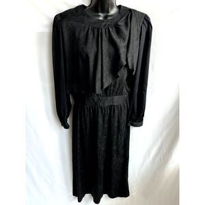 Vintage Iona 100% Silk Midi Dress Size 12 Victorian Retro Draped Paisley Witchy